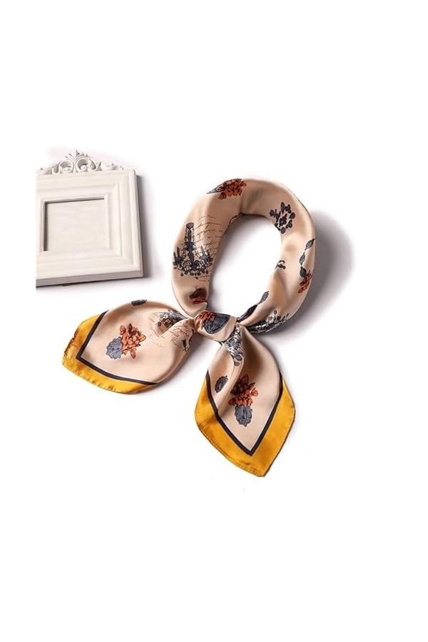 ARTSIM Écharpe carrée en Satin de soie for femmes, sac accessoires mouchoir châles beau motif dames enveloppement tête écharp