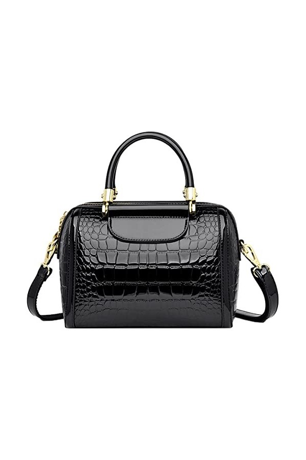 NIYUTA Sacs à Main portés Main Femme Tendance Vernis Sacs portés épaule Vintage Noir