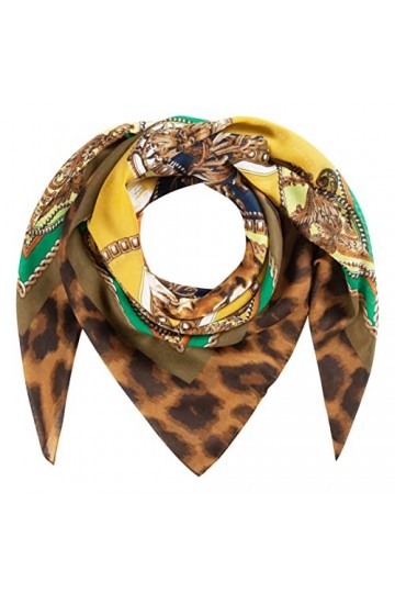 CODELLO Foulard pour femme, élégant scintillant | Animal | 100 % polyester recyclé | 120 x 120 cm, marron, taille unique