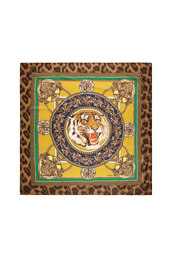 CODELLO Foulard pour femme, élégant scintillant | Animal | 100 % polyester recyclé | 120 x 120 cm, marron, taille unique