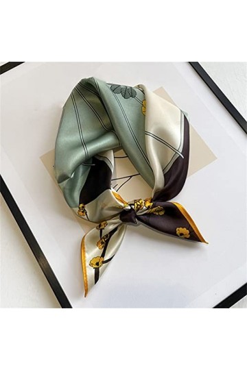 HYCLAM Écharpes Multi-usages Foulard en Soie pour Femme Impression de Soie de mûrier Petit Foulard carré pour Femme 2 53 x 5