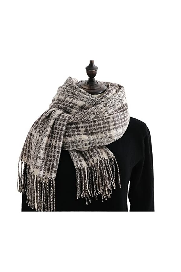 Haibing Echarpes Écharpe Femme Écharpe Imitation Cachemire Écharpes Tassel Hiver Femelle Chaud Foulard à Carreaux Écharpe Châ