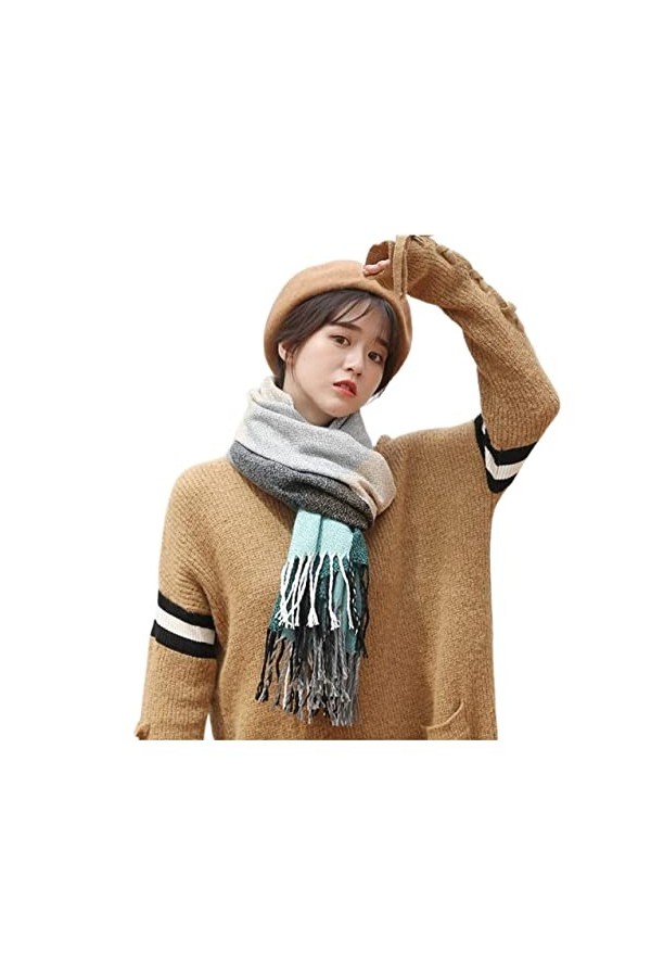 Écharpe Cadeau Écharpe À Carreaux pour Femmes Écharpes dhiver Gland Écharpes Hijab Étoles Foulard Blue : E, Size : 200 * 60