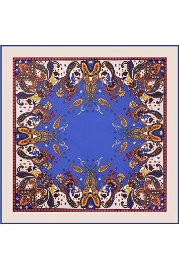 wangqianli Femmes 100cm Twill Grand Soik Soik Foulard Lady Retro Imprimé Turban Turban Sunscreen Écharpe Châle Couleur : 03,