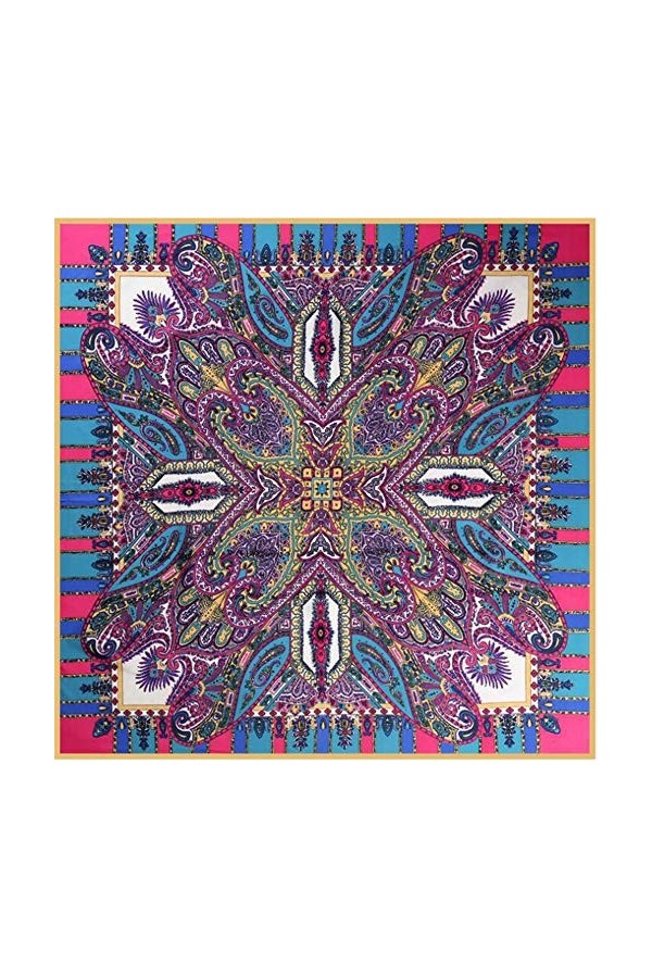 wangqianli Twill Femmes Twill Grand Foulard en Soie Digital Imprimer Square Square Foulard Holiday Sunscreen Écharpe Châle 