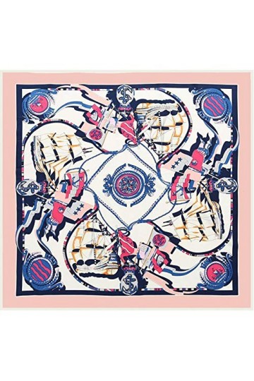 wangqianli Nouveau Bateau à voilier Peint à la Main for Femmes en Soie en Soie Grande carré Foulard carré Foulard de la Soie 