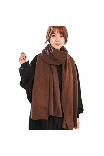 Echarpe Foulard Hiver Femmes Écharpe Solide Tricot Femelle Foulard Châles Wraps Épais Écharpe Hiver Blue : Bruin, Size : 200