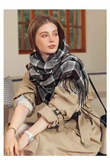 Foulard Femme Soie Cheveux pour De Hiver en Echarpe Nouvelle Écharpe À Carreaux Écharpe Châle Écharpe Chaude Femme Écharpe De