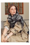 Foulard Femme Soie Cheveux pour De Hiver en Echarpe Nouvelle Écharpe À Carreaux Écharpe Châle Écharpe Chaude Femme Écharpe De
