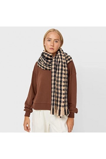 Foulard Femme Soie Cheveux pour De Hiver en Echarpe Nouvelle Écharpe en Jacquard À Carreaux pour Femmes, Châle Extérieur Épai