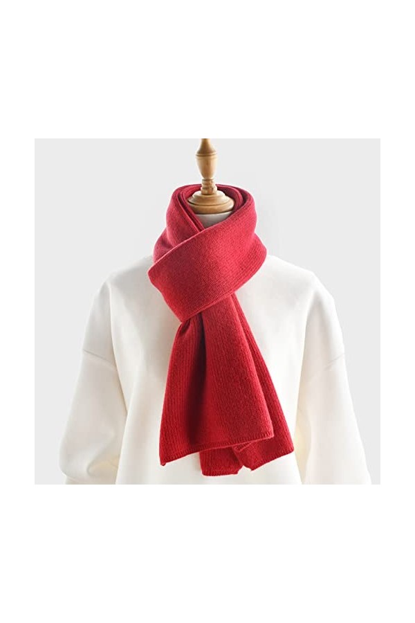 Écharpe Tricotée Femme - Foulards Tricotés En Cachemire De Couleur Unie À La Mode Hiver Chaud Long Foulard Doux Et Élastique 