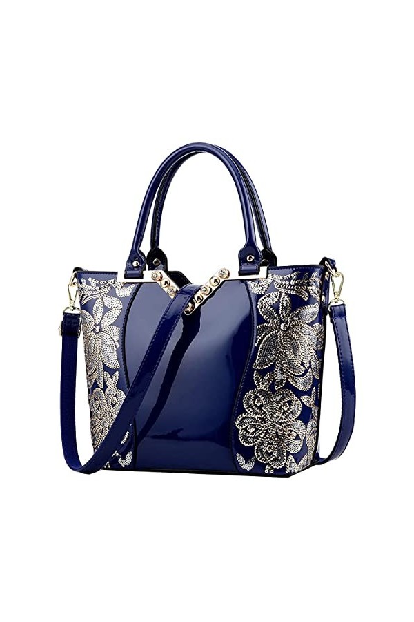 NIYUTA® Sacs portés Main Femme Mode Cuir Verni PU Cuir Sacs portés épaule Sacs bandoulière Noir