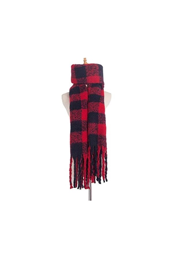 Écharpe Cadeau Femmes Écharpe Plaid Hiver Foulards Châles Wraps Chaud Large Longue Couverture Foulard Blue : D, Size : 190 *