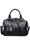 NIYUTA® Sacs portés Main Femme Tendance PU Cuir Cabas Sacs portés épaule Sacs bandoulière Boston Sac a Main Noir
