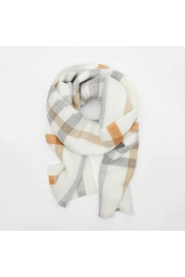 LuisFranklin Foulard Femme Echarpe Soie Cheveux Écharpe Douce Dames Beige Plaid Écharpe Longue Châle Wrap Épais Chaud Basique