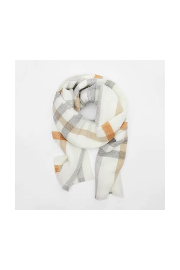 LuisFranklin Foulard Femme Echarpe Soie Cheveux Écharpe Douce Dames Beige Plaid Écharpe Longue Châle Wrap Épais Chaud Basique