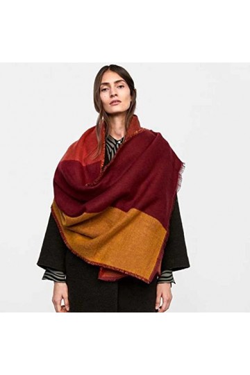 LuisFranklin Foulard Femme Echarpe Soie Cheveux Écharpe À Carreaux Doux Écharpe pour Dames Marron Dames Châle Wrap Épais Chau