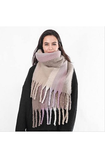 LuisFranklin Foulard Femme Echarpe Soie Cheveux Écharpe Femme Écharpe Chaude À Carreaux Écharpe Femme Wrap Épais Doux Gland C