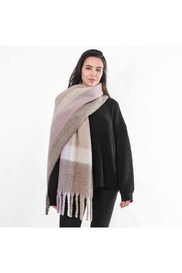 LuisFranklin Foulard Femme Echarpe Soie Cheveux Écharpe Femme Écharpe Chaude À Carreaux Écharpe Femme Wrap Épais Doux Gland C