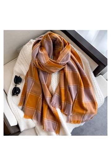 Echarpe Foulard Hiver Femme Écharpe À Carreaux Femmes Écharpes Larges Treillis Gland Châle Écharpe Hiver Color : Bronze, Siz