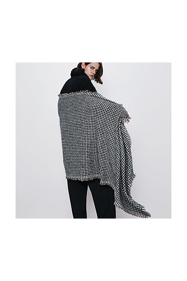LuisFranklin Foulard Femme Echarpe Soie Cheveux Écharpe Douce Dames Noir Petite Écharpe À Carreaux Châle Wrap Épais Chaud Bas