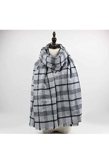LuisFranklin Foulard Femme Echarpe Soie Cheveux Écharpe À Carreaux Doux Écharpe pour Dames Gris Dames Châle Wrap Épais Chaud 