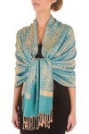 Sakkas 70" x 28 "châle auto-design Paisley avec écharpe/étole - TurquoiseGold