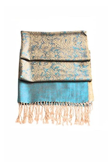 Sakkas 70" x 28 "châle auto-design Paisley avec écharpe/étole - TurquoiseGold