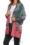 Sakkas CHS1810 Ontario Pashmina/Châle/Pèlerine/Étole Floral double couche avec bordure - 1-Sarcelle - One Size