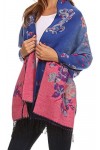 Sakkas CHS1810 Ontario Pashmina/Châle/Pèlerine/Étole Floral double couche avec bordure - 1-Sarcelle - One Size