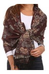 Sakkas CHS1810 Ontario Pashmina/Châle/Pèlerine/Étole Floral double couche avec bordure - 1-Sarcelle - One Size
