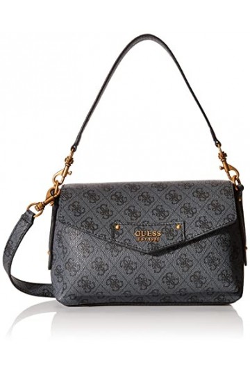 Guess ECO Brenton Flap SHO, Sac Femme, Coal Logo