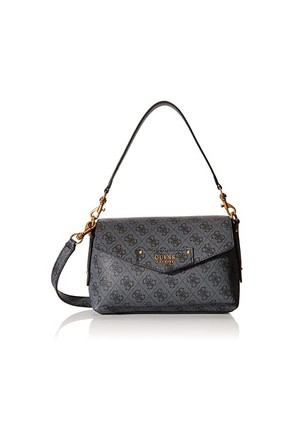 Guess ECO Brenton Flap SHO, Sac Femme, Coal Logo