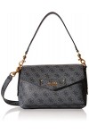 Guess ECO Brenton Flap SHO, Sac Femme, Coal Logo