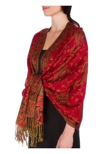 Sakkas 178cm x 71cm Double épaisseur Jacquard Cachemire Viscose Pashmina Châle/Echarpe/Etole - Orange