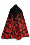 GFM Écharpe ou écharpe pashmina imprimé fleurs de coquelicot, Noir - PPYSCF-94-KL 