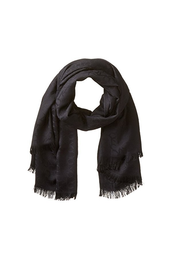 Calvin Klein Womens Logo Pashmina Scarf, Black, One Size