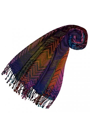 LORENZO CANA Pashmina de 90% Cotton et 10% Laine pour la femme – écharpe avec de laine merino - 70 cm x 180 cm - très coloré 