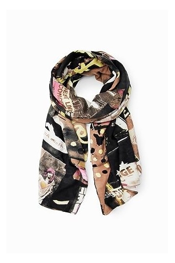 Desigual Pashmina Femme fake news rectangle 23wawa18 unique marron, marron, Taille unique