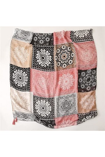 WYCSDD Mode Bohème Géométrique Patchwork Gland Viscose Châle Écharpe Lady Wrap Pashmina Étole Hijab Casquettes