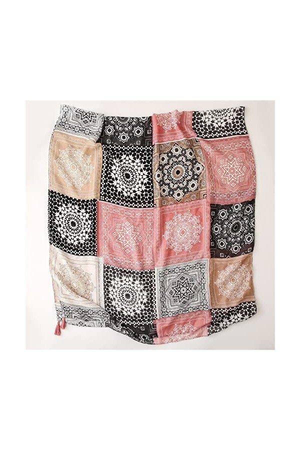 WYCSDD Mode Bohème Géométrique Patchwork Gland Viscose Châle Écharpe Lady Wrap Pashmina Étole Hijab Casquettes