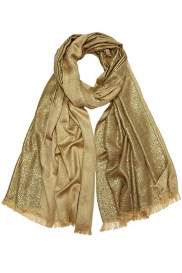 Gragengs Châles et écharpes pashmina métalliques scintillantes pour femme - Longue écharpe de fête - Couleur unie - Deux tons