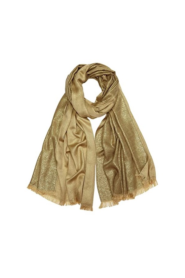 Gragengs Châles et écharpes pashmina métalliques scintillantes pour femme - Longue écharpe de fête - Couleur unie - Deux tons