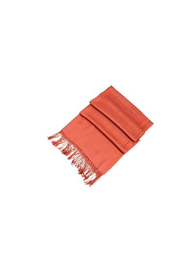 Sakkas 198cm x 71cm Touché soyeux Couleur Unie Type Pashmina Châle/Echarpe/Etole - rouille