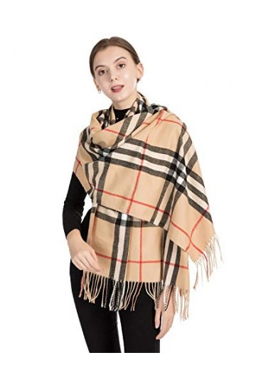 YAOMEI Unisex Femme Pashmina Echarpe Foulards, 2020 Femme Léger et doux Vintage Hiver La Châles Etoles écharpe Lattice-Kaki 