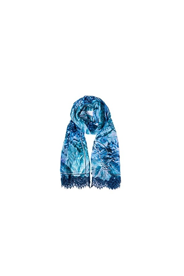 Guess Écharpe Folard femme impression florale All Over Logo Pashmina W2GZ11WEL02, bleu, Taille unique