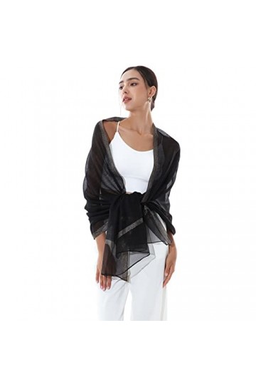 RIIQIICHY Echarpe Étole Femme Noir Étole Robe de Soirée Pashmina Châle Festif