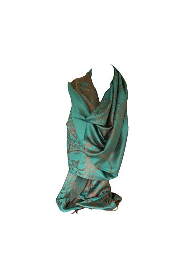 Bullahshah écharpe réversible impression recto-verso pashmina sentir châle wrap avec des tourbillons floraux complexes concep