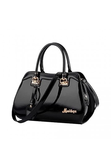 NIYUTA Sacs à Main portés Main Femme Cuir Verni Tendance Sacs portés épaule simplicité Sacs à Main pour mères Noir