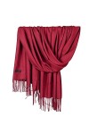 LZPCarra Pashmina Foulard Femme Doux Couleur Unie Mode Chaud Cou à Franges Écharpe Fille 15 Ans, rouge, A